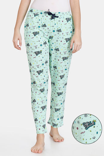Buy Zivame Looney Tunes - Doodletastic Knit Cotton Pyjama - Green Ash